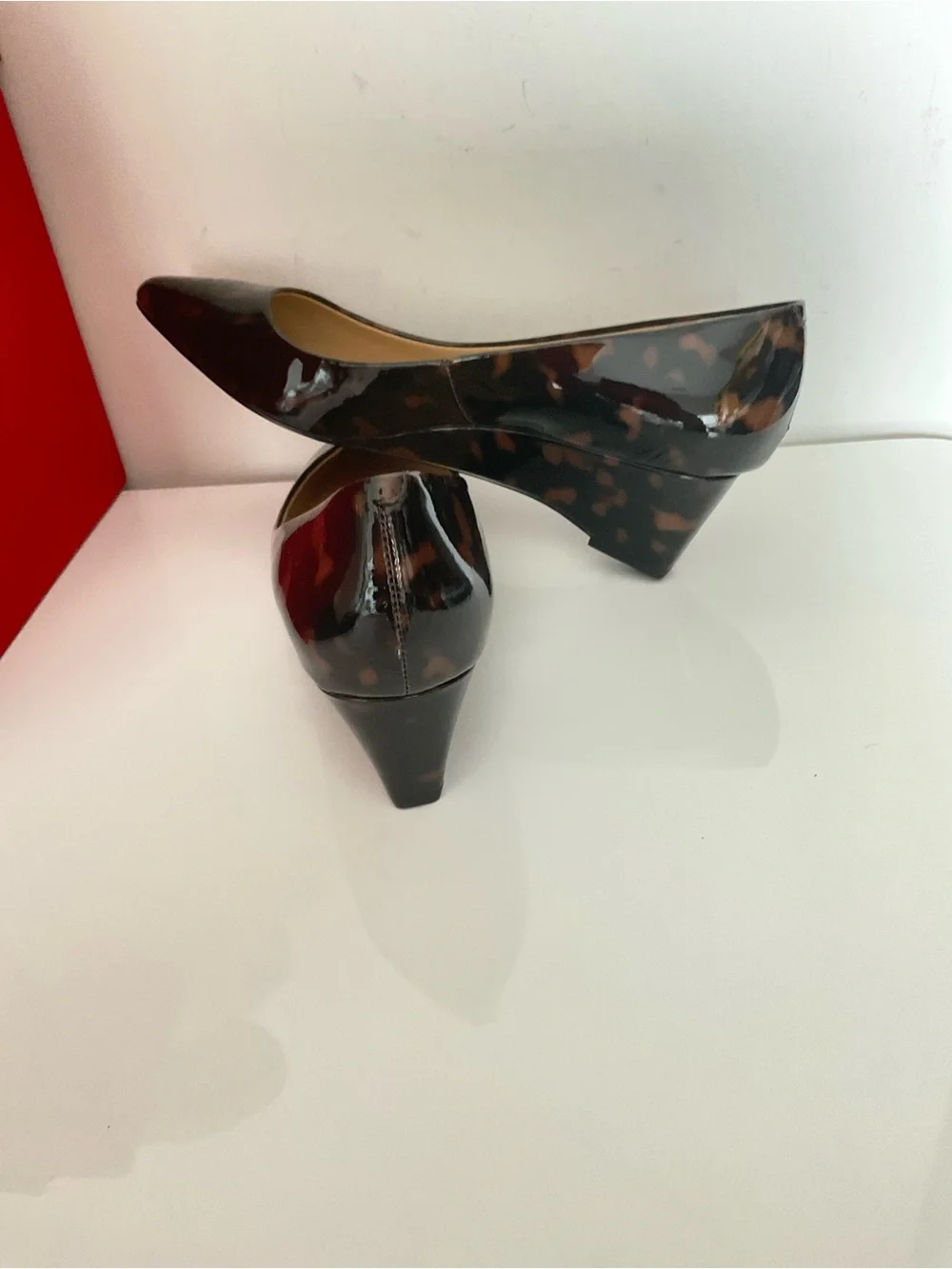 Talbots Tortoiseshell Patent Wedge Pumps - Brown/Black Size 10